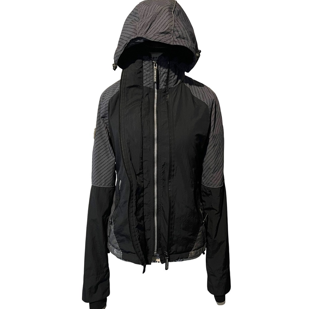 Superdry‎ SD-Windcheater Arctic Impact Jacket Black/Gray/Silver Size 4 GUC